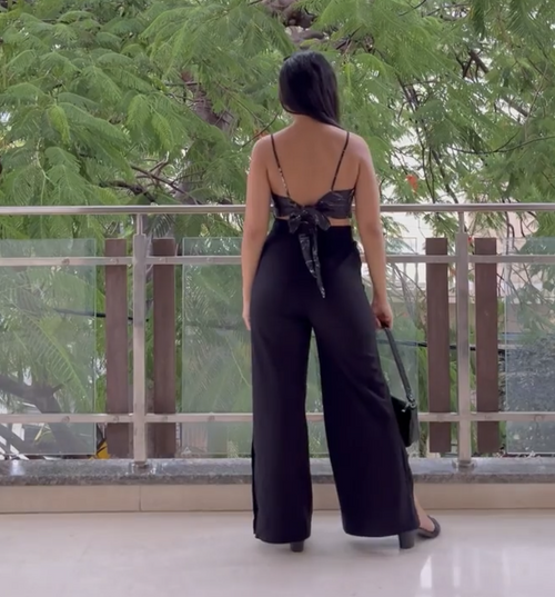 Black Resin Scarf Top